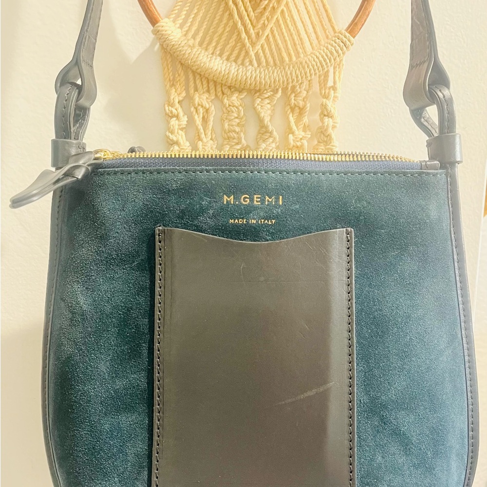 M. Gemi Teal and Black Crossbody Bag